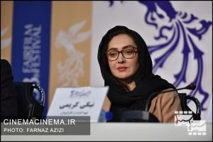 نیکی کریمی در نشست خبری عوامل فیلم «آتابای» در هفتمین روز سی و هشتمین جشنواره فیلم فجر