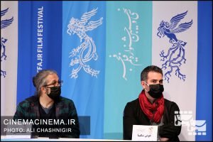 از راست هوتن شکیبا و حمید نجفی راد در نشست خبری فیلم ابلق در سی و نهمین جشنواره فیلم فجر