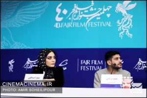 از راست مجید یزدانی و صحرا اسدالهی در نشست خبری فیلم بیرو در چهلمین جشنواره فیلم فجر