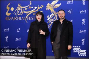 از راست جواد عزتی و شبنم قربانی در فتوکال فیلم مرد بازنده در چهلمین جشنواره فیلم فجر
