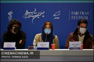 از راست سید حسن حسینی، لادن مستوفی و آرمان فیاض در چهلمین جشنواره فیلم فجر