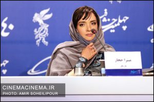میترا حجار در نشست خبری فیلم سینمایی بی مادر در پنجمین روز چهلمین جشنواره فیلم فجر