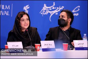 از راست امید شمس و پریناز ایزدیار در نشست خبری فیلم ملاقات خصوصی در چهارمین روز چهلمین جشنواره فیلم فجر