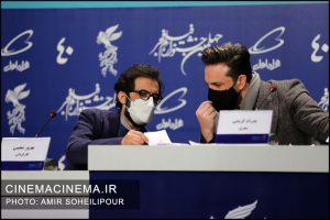از راست پدرام کریمی و بهروز شعیبی در نشست خبری فیلم بدون قرار قبلی در هشتمین روز چهلمین جشنواره فیلم فجر