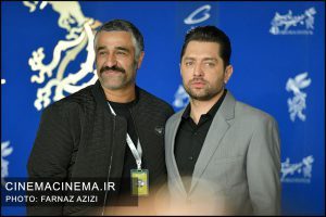 از راست بهرام رادان و پژمان جمشیدی در فتوکال فیلم علفزار در دومین روز چهلمین جشنواره فیلم فجر