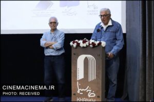 از راست علیرضا زرین دست و محمود کلاری در مراسم تجلیل از ستارگان لابراتوارها